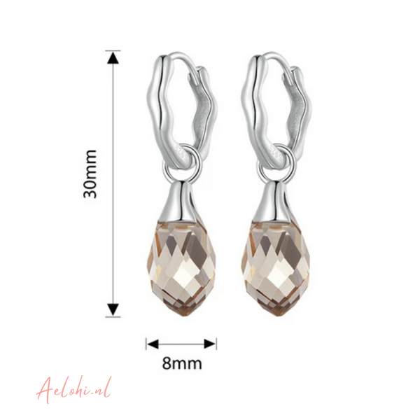 Sterling Silver Earrings with Smoky Zirconia Drop – Elegant &amp; Timeless