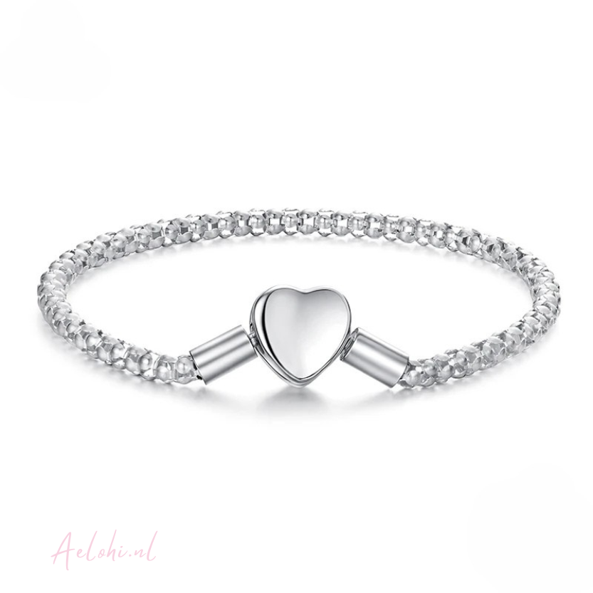Sterling Silver Charm Bracelet with Heart Clasp
