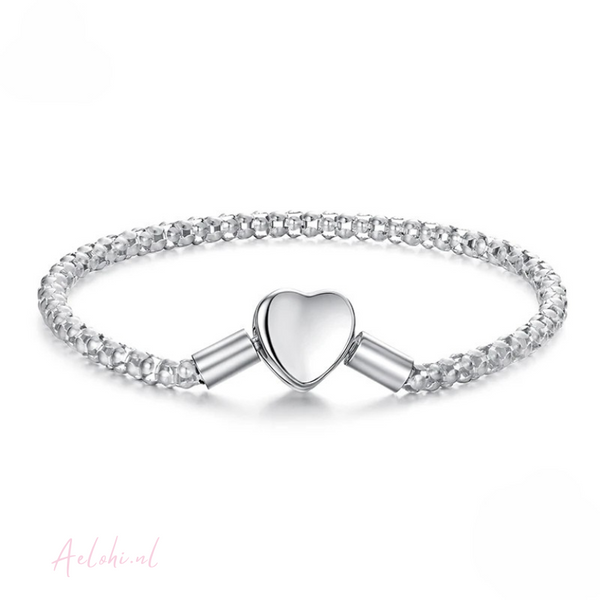 Sterling Silver Charm Bracelet with Heart Clasp
