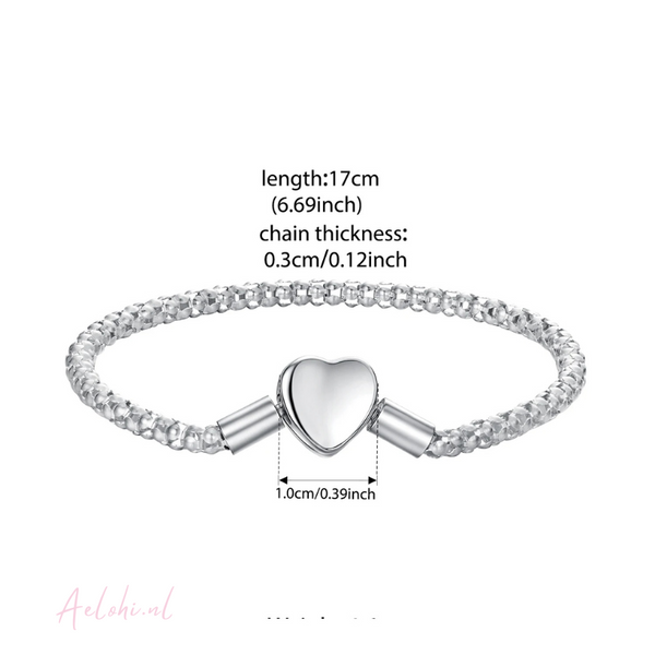 Sterling Silver Charm Bracelet with Heart Clasp