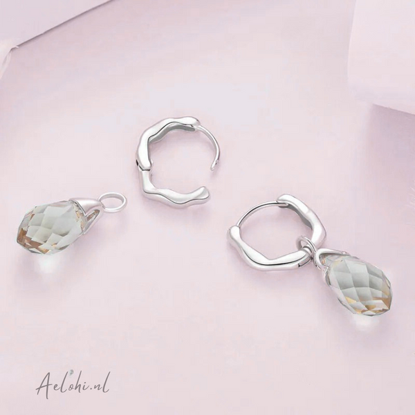 Sterling Silver Earrings with Smoky Zirconia Drop – Elegant &amp; Timeless