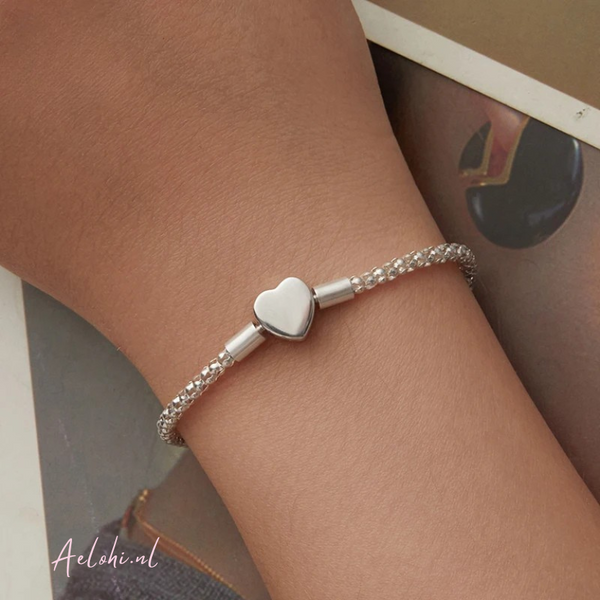 Sterling Silver Charm Bracelet with Heart Clasp