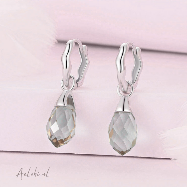 Sterling Silver Earrings with Smoky Zirconia Drop – Elegant &amp; Timeless