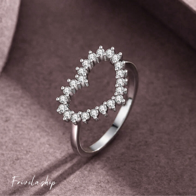 Halo Heart - Sterling Silver Ring with Zirconia