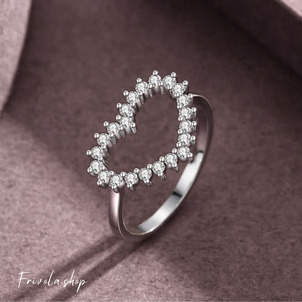 Halo Heart - Sterling Zilveren Ring met Zirkonia