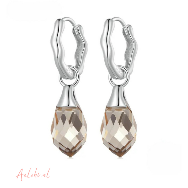 Sterling Silver Earrings with Smoky Zirconia Drop – Elegant &amp; Timeless