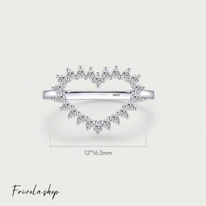 Halo Heart - Sterling Silver Ring with Zirconia
