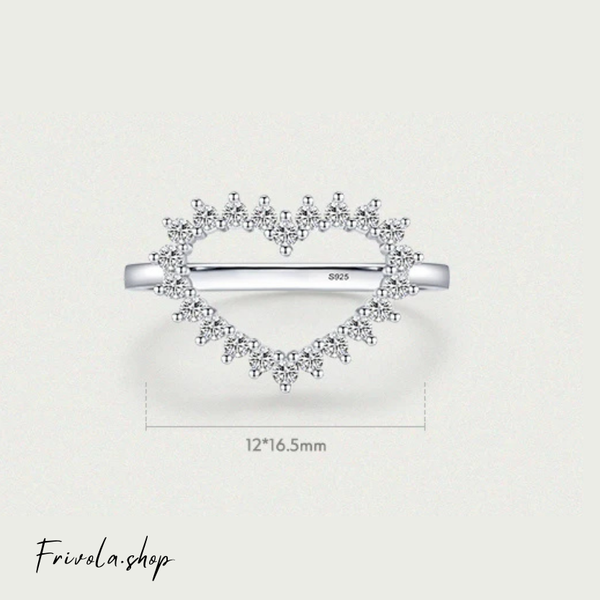 Halo Heart - Sterling Zilveren Ring met Zirkonia