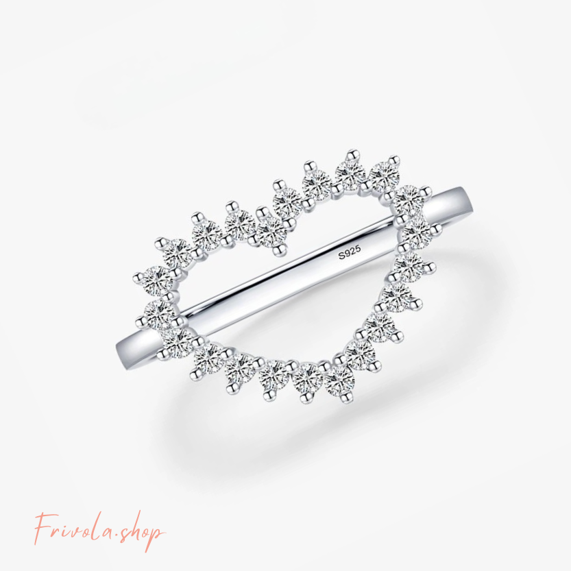 Halo Heart - Sterling Silver Ring with Zirconia
