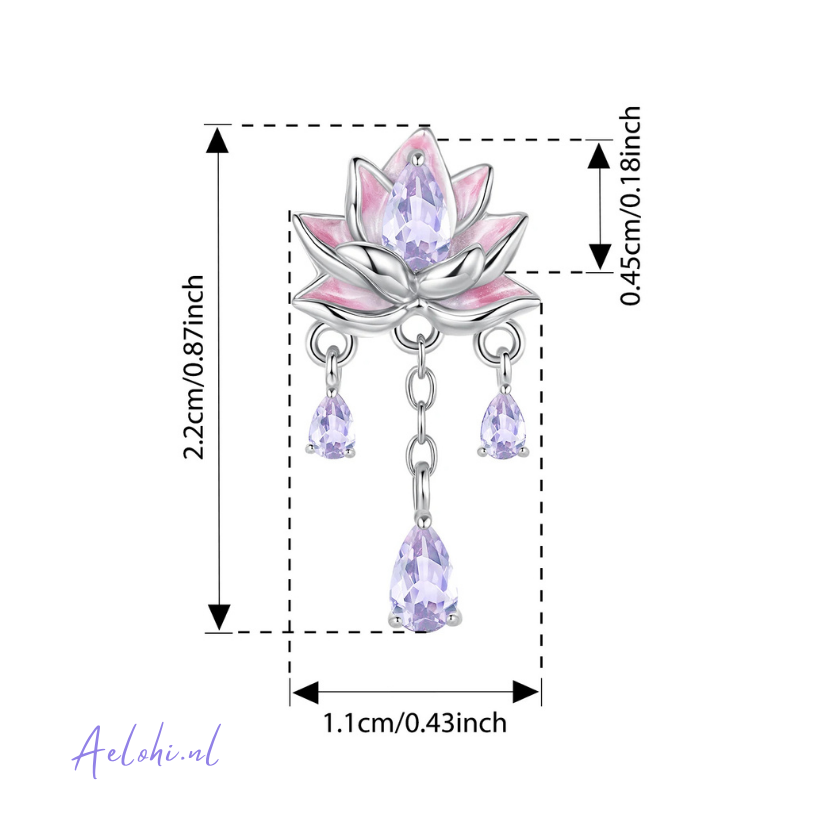 Sterling silver charm – Lotus flower with zirconia and enamel | Miracles and Magic collection