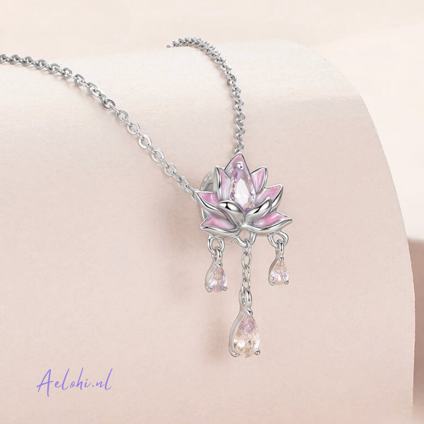 Sterling silver charm – Lotus flower with zirconia and enamel | Miracles and Magic collection