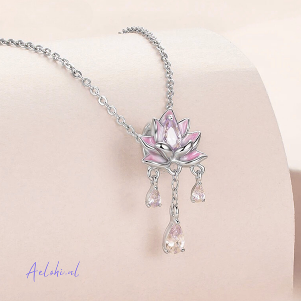 Sterling silver charm – Lotus flower with zirconia and enamel | Miracles and Magic collection