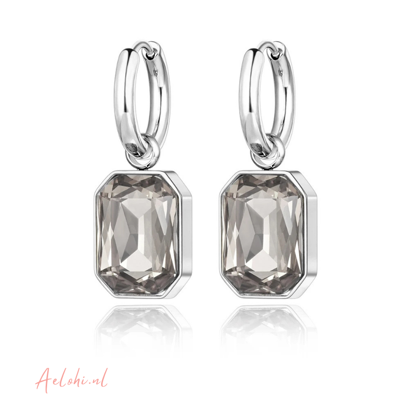 Statement Earrings with Rectangular Cubic Zirconia Pendant