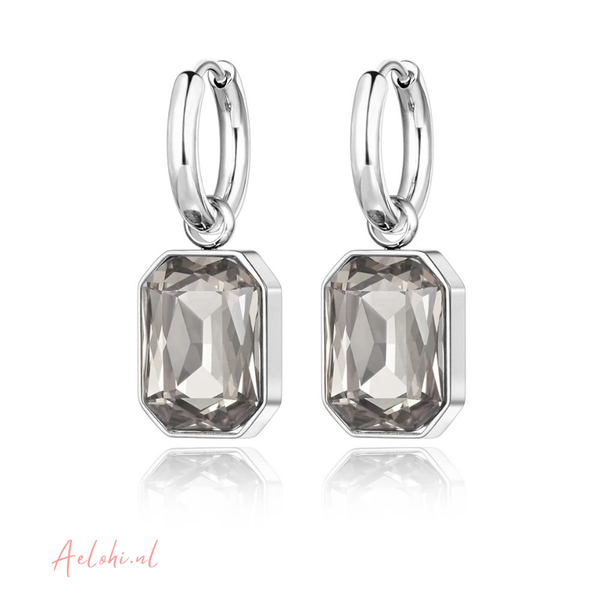Statement Earrings with Rectangular Cubic Zirconia Pendant
