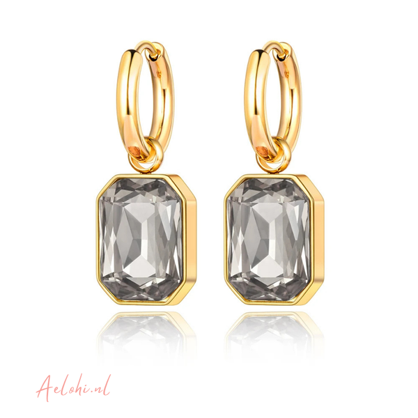 Statement Earrings with Rectangular Cubic Zirconia Pendant