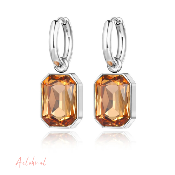 Statement Earrings with Rectangular Cubic Zirconia Pendant