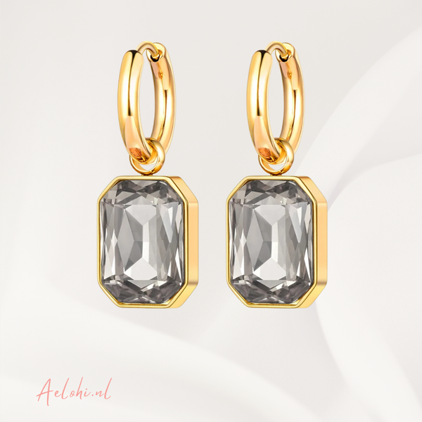 Statement Earrings with Rectangular Cubic Zirconia Pendant