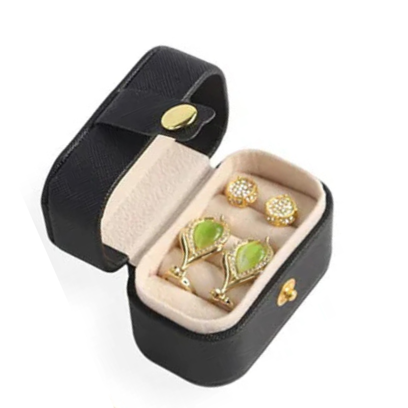 Compact Jewelry Box for Rings &amp; Earrings – Black or White