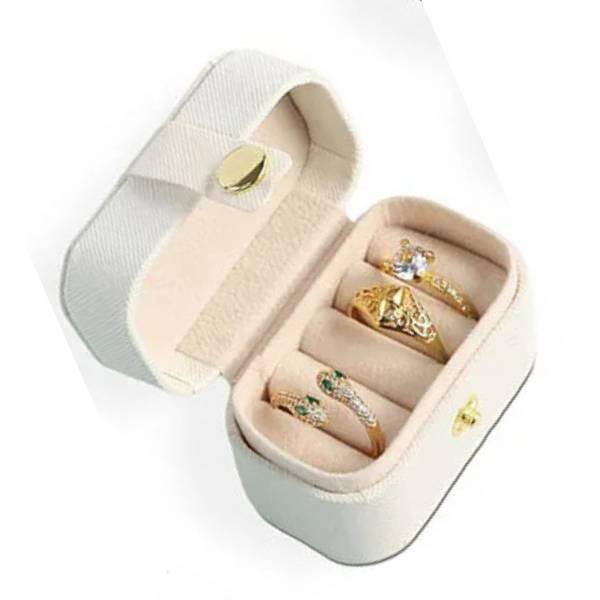 Compact Jewelry Box for Rings &amp; Earrings – Black or White
