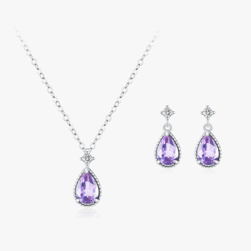 Julivienne – Schmuckset – Lila &amp; Weißer Zirkonia
