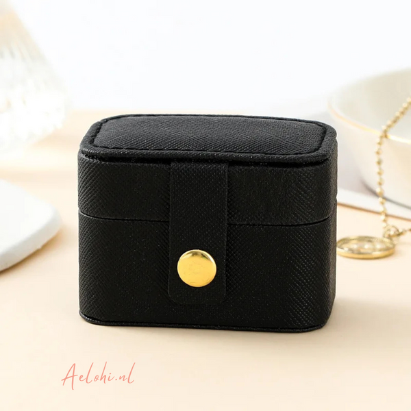 Compact Jewelry Box for Rings &amp; Earrings – Black or White