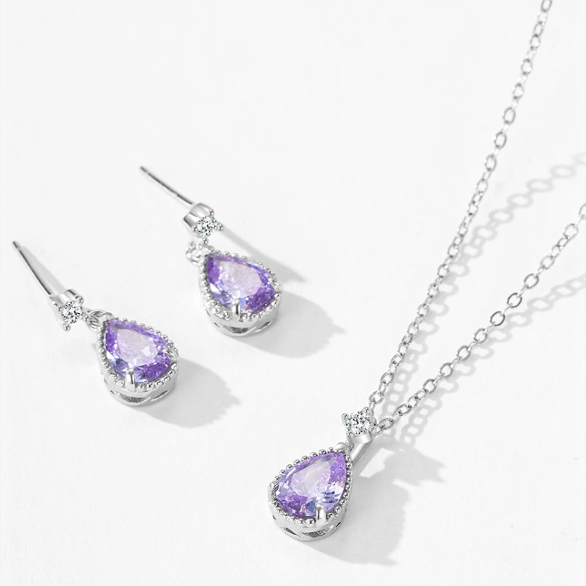 Julivienne – Schmuckset – Lila &amp; Weißer Zirkonia