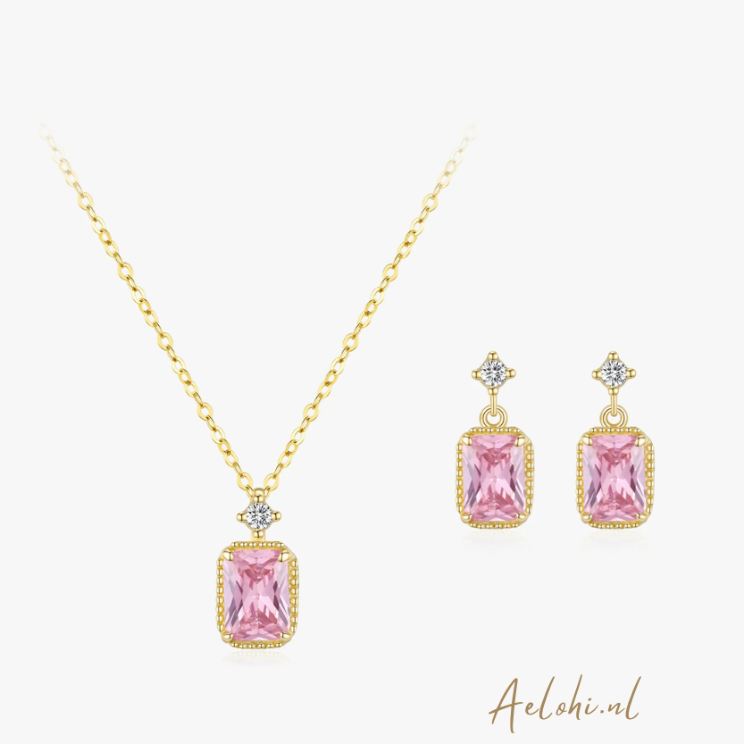 Florence – Schmuckset – Rosa &amp; Weißer Zirkonia