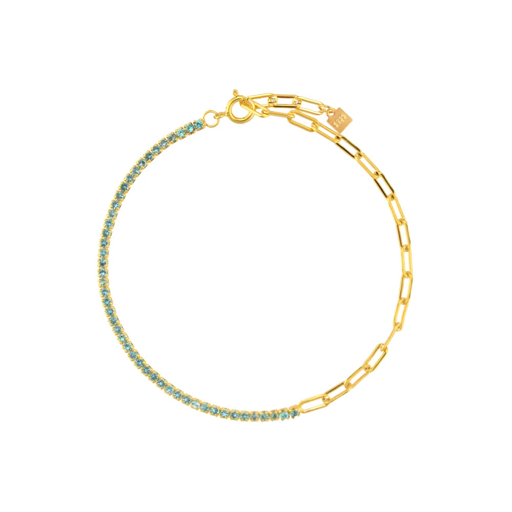 Felicity - Zilveren Goldplated Zirconia Tennisarmaband