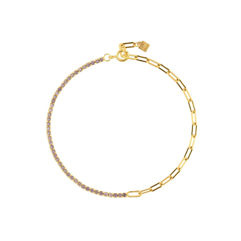 Felicity - Zilveren Goldplated Zirconia Tennisarmaband