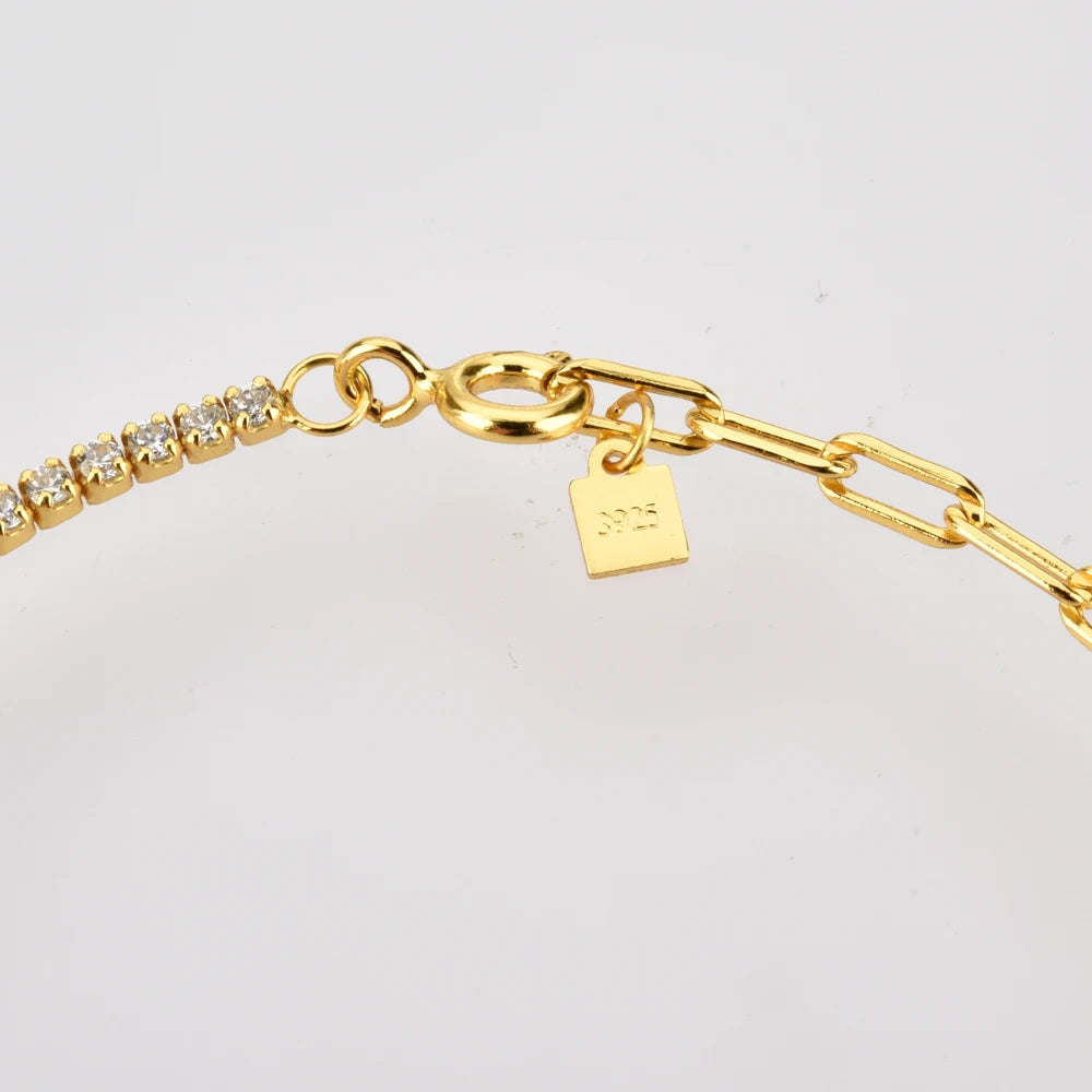 Felicity - Zilveren Goldplated Zirconia Tennisarmaband