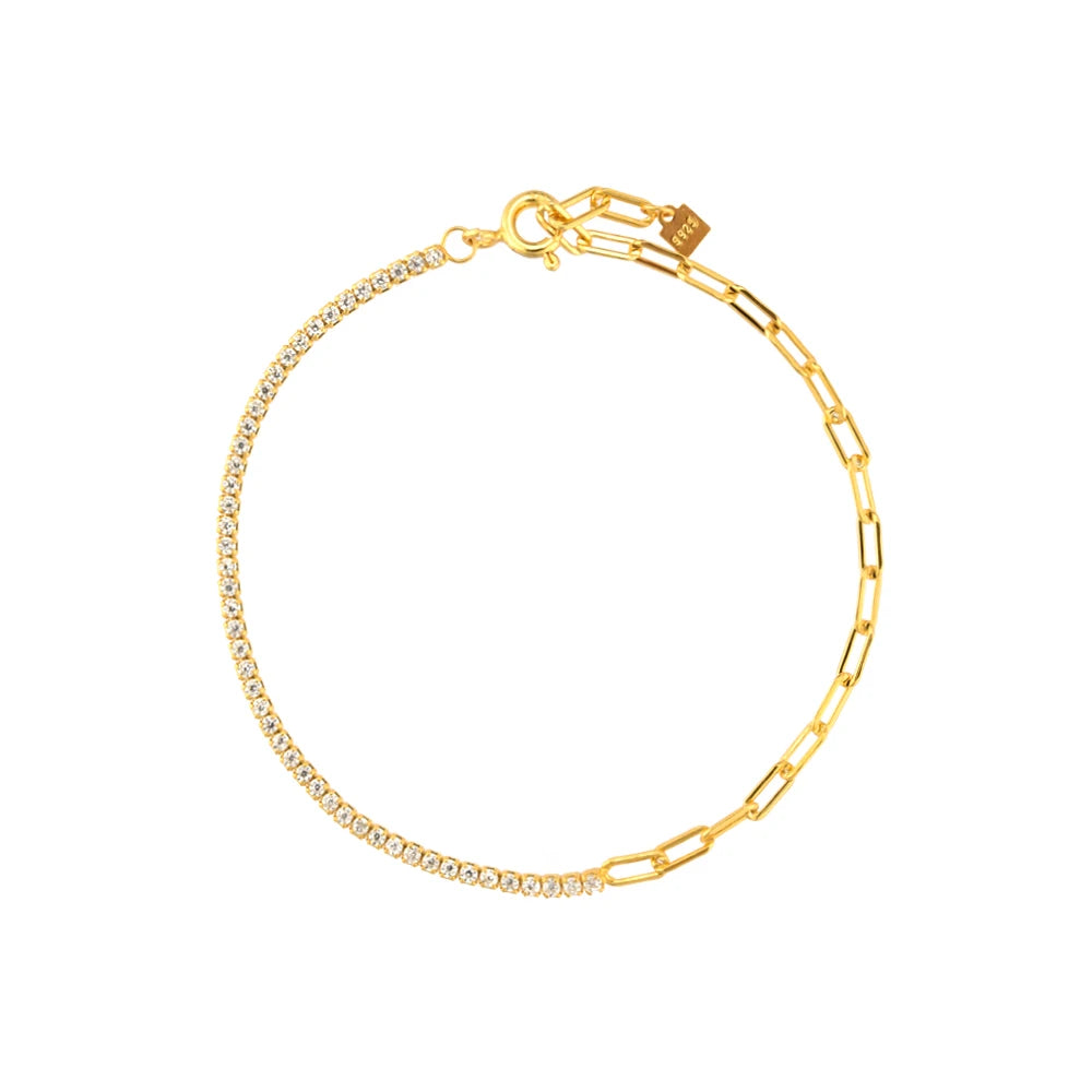 Felicity - Zilveren Goldplated Zirconia Tennisarmaband