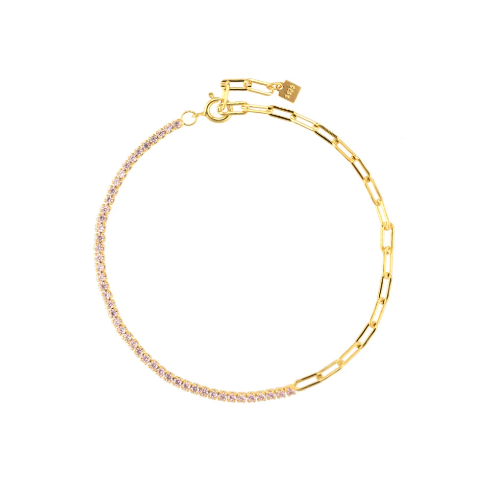 Felicity - Zilveren Goldplated Zirconia Tennisarmaband