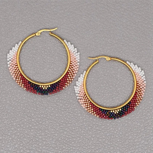 Boho Chic Earrings – Goldplated with Handmade Rocaille Beads 