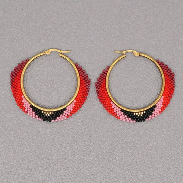 Boho Chic Earrings – Goldplated with Handmade Rocaille Beads 