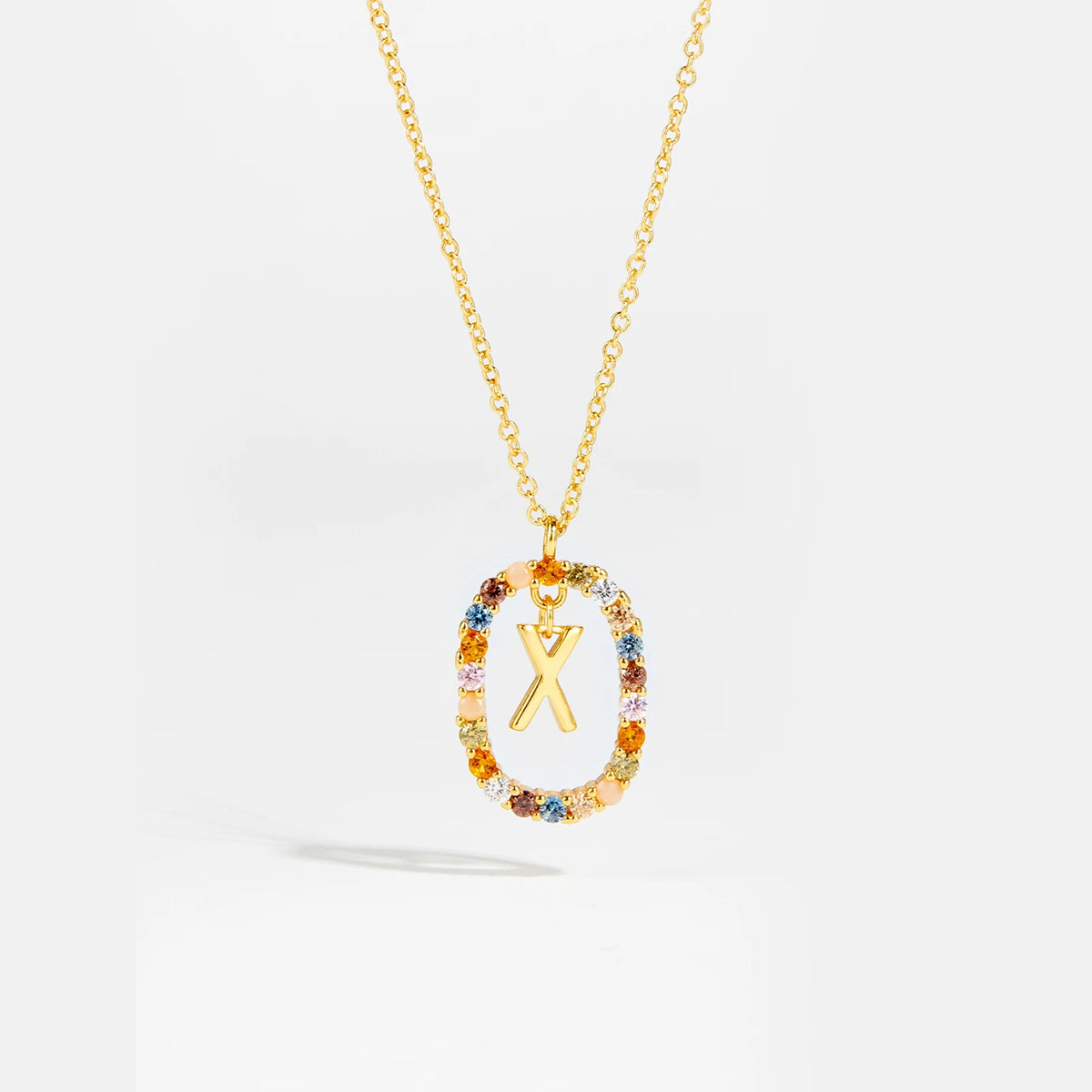 Nova - Ketting 18K Goldplated Zilver met Zirkonia en Letter