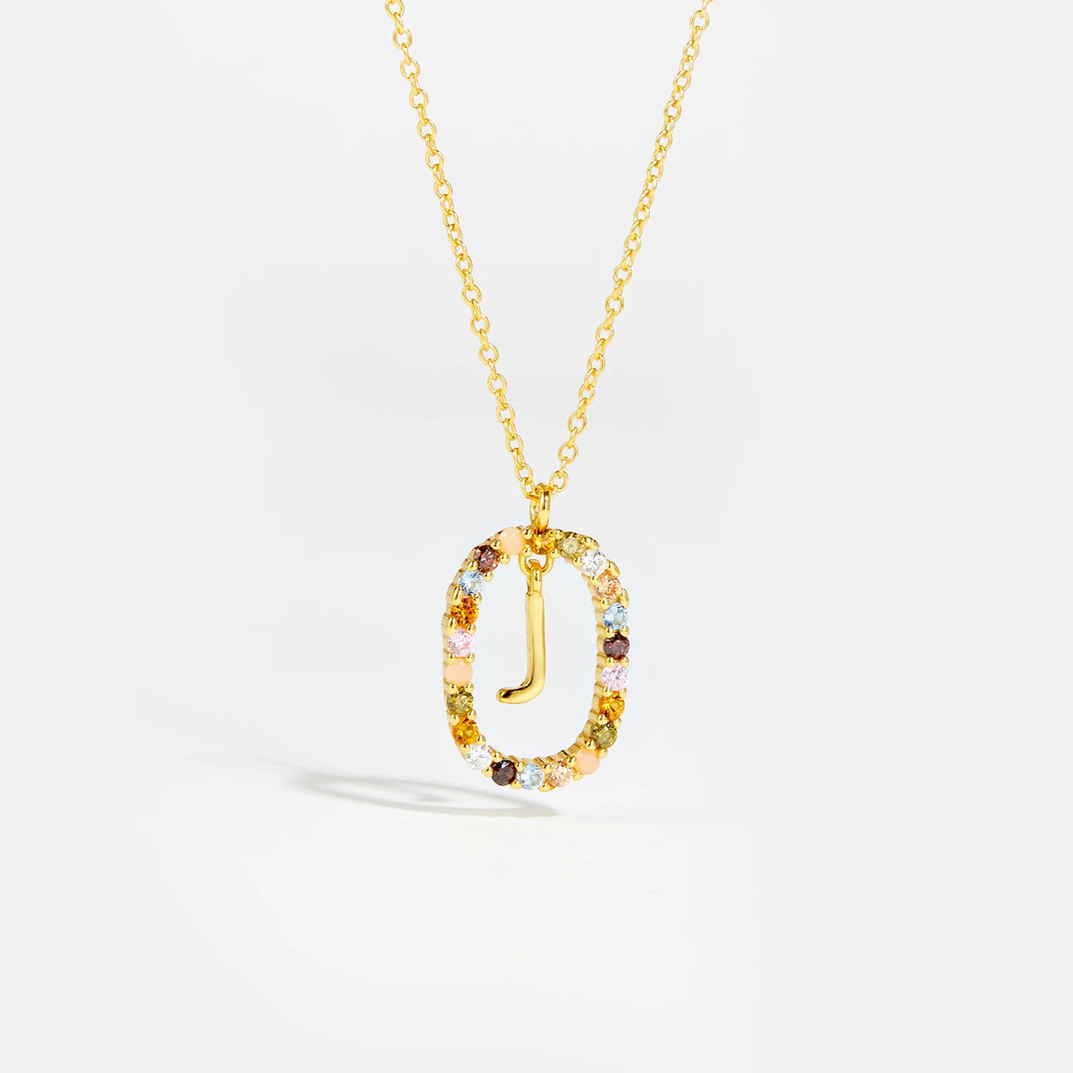 Nova - Ketting 18K Goldplated Zilver met Zirkonia en Letter