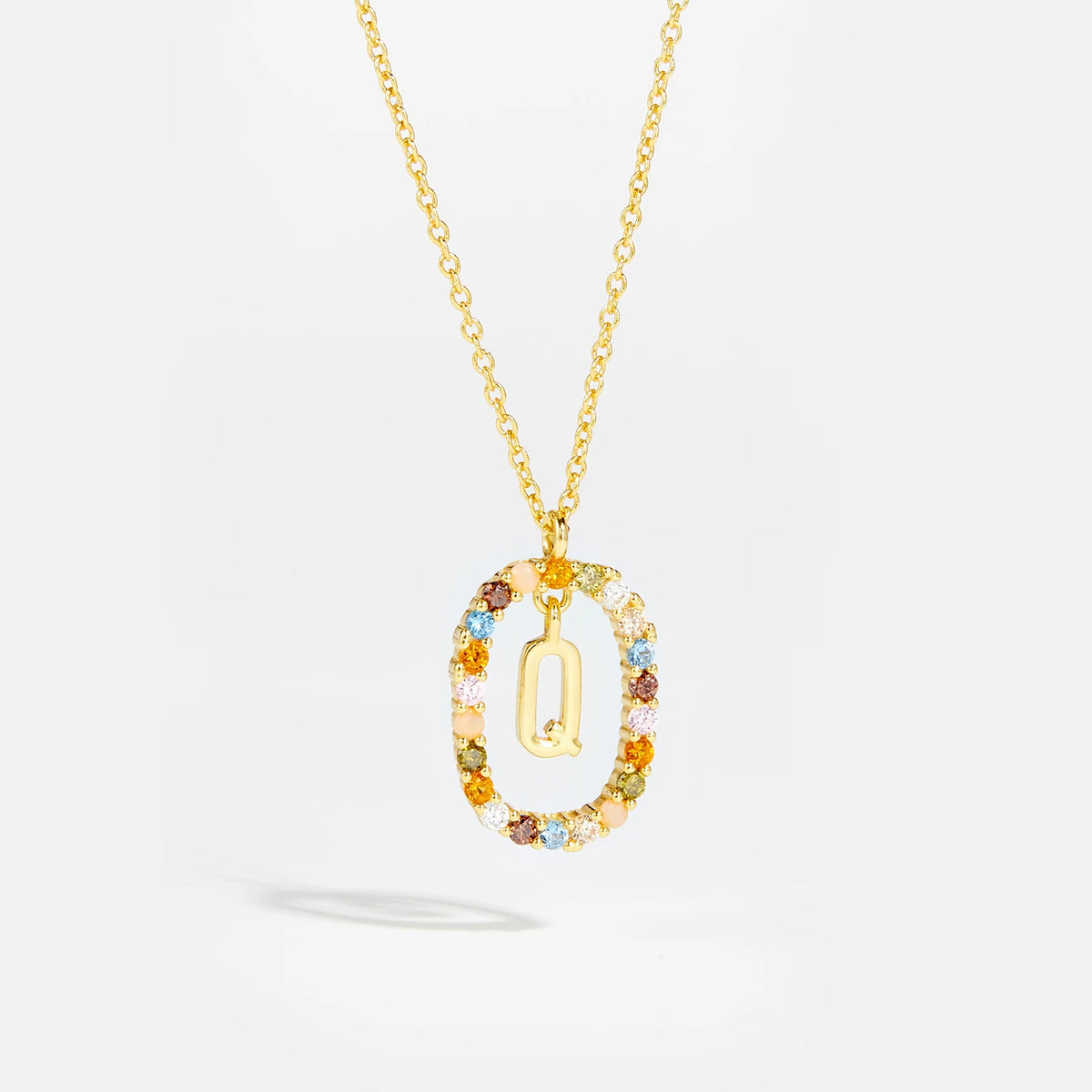 Nova - Ketting 18K Goldplated Zilver met Zirkonia en Letter