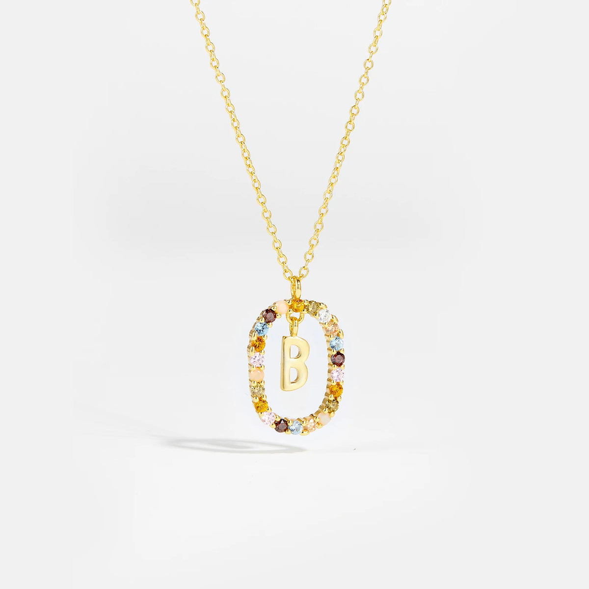 Nova - Ketting 18K Goldplated Zilver met Zirkonia en Letter