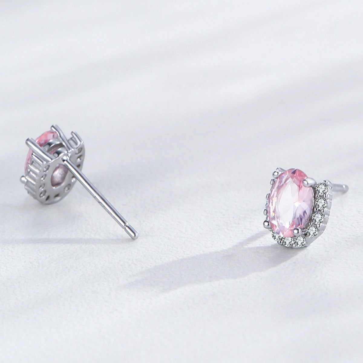 Josephine - Stud Earrings - Pink &amp; White Zirconia