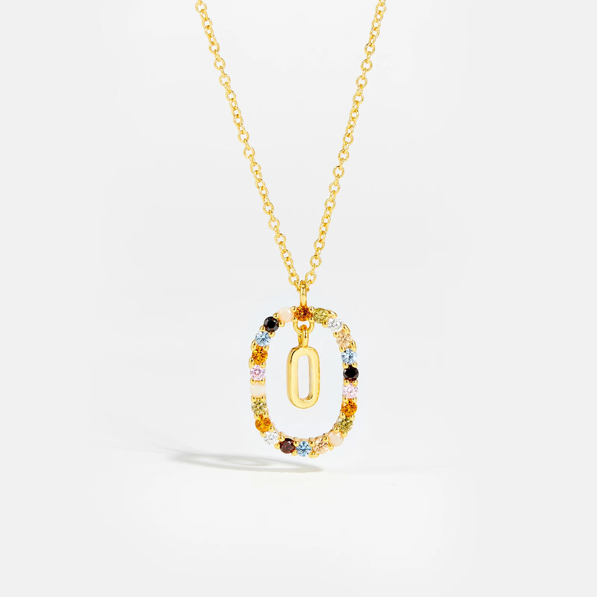 Nova - Ketting 18K Goldplated Zilver met Zirkonia en Letter