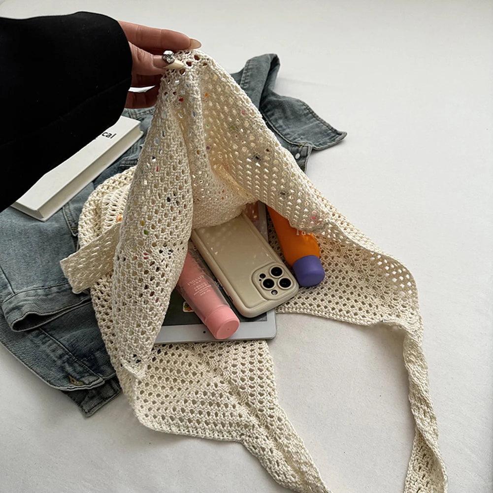 Sommerliche Stricktasche mit Perlen – in vier Farben