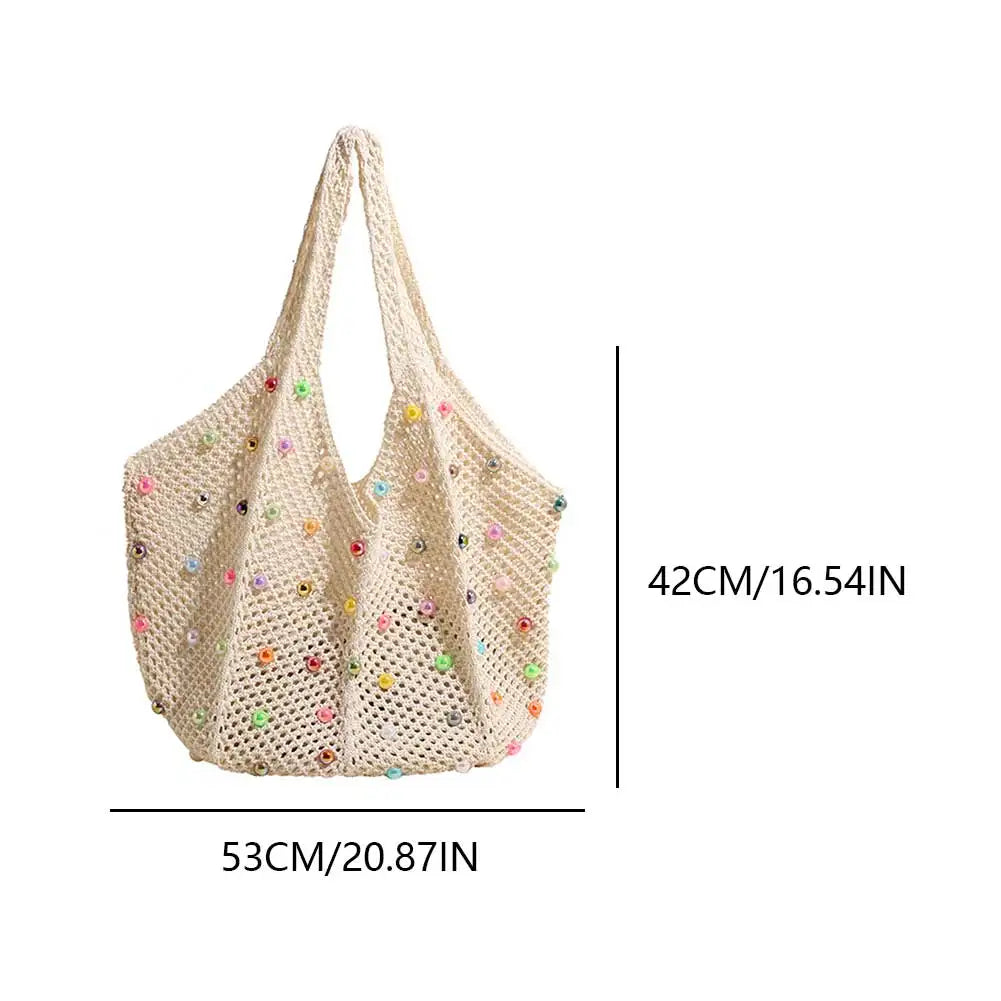 Sommerliche Stricktasche mit Perlen – in vier Farben