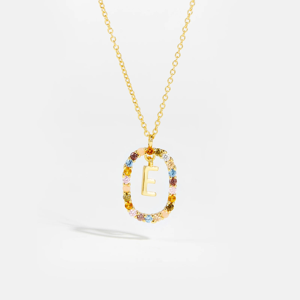 Nova - Ketting 18K Goldplated Zilver met Zirkonia en Letter