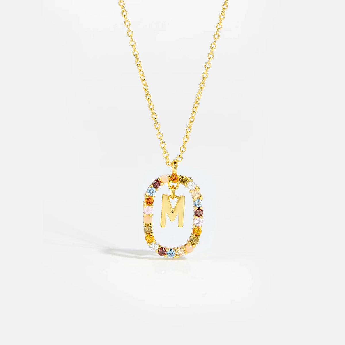 Nova - Ketting 18K Goldplated Zilver met Zirkonia en Letter