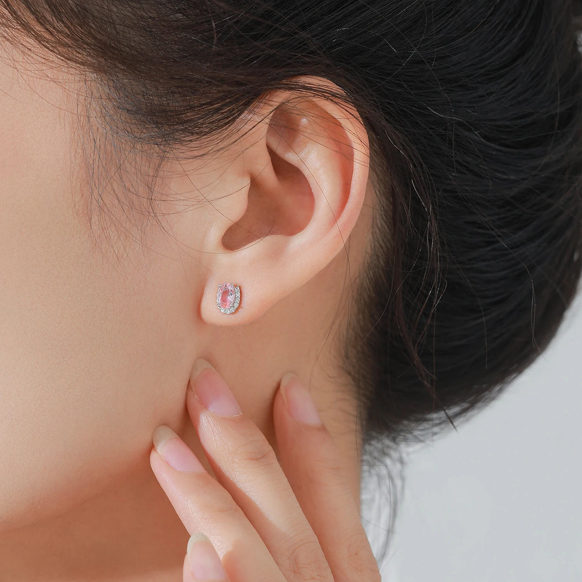 Josephine - Stud Earrings - Pink &amp; White Zirconia