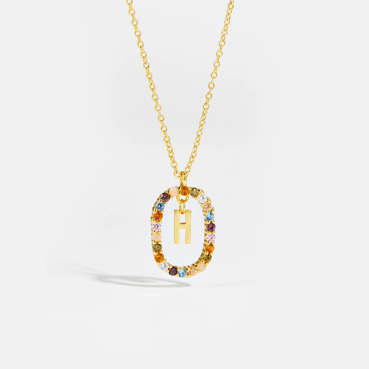 Nova - Ketting 18K Goldplated Zilver met Zirkonia en Letter