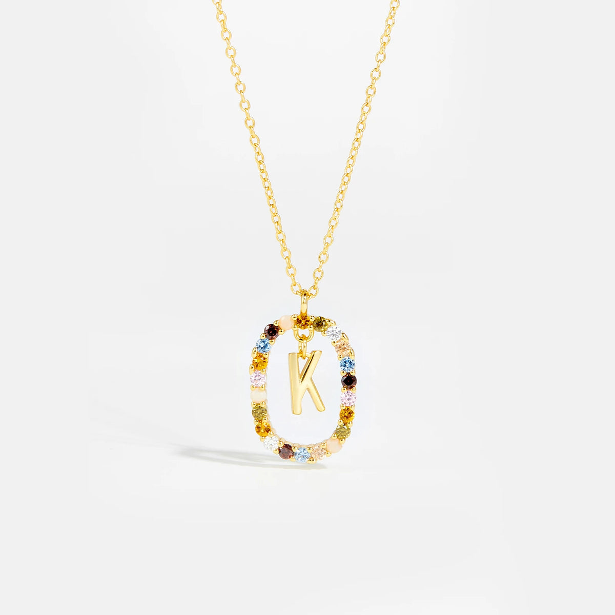Nova - Ketting 18K Goldplated Zilver met Zirkonia en Letter