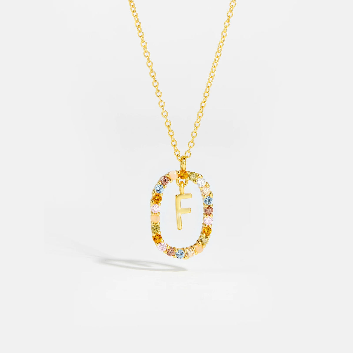 Nova - Ketting 18K Goldplated Zilver met Zirkonia en Letter
