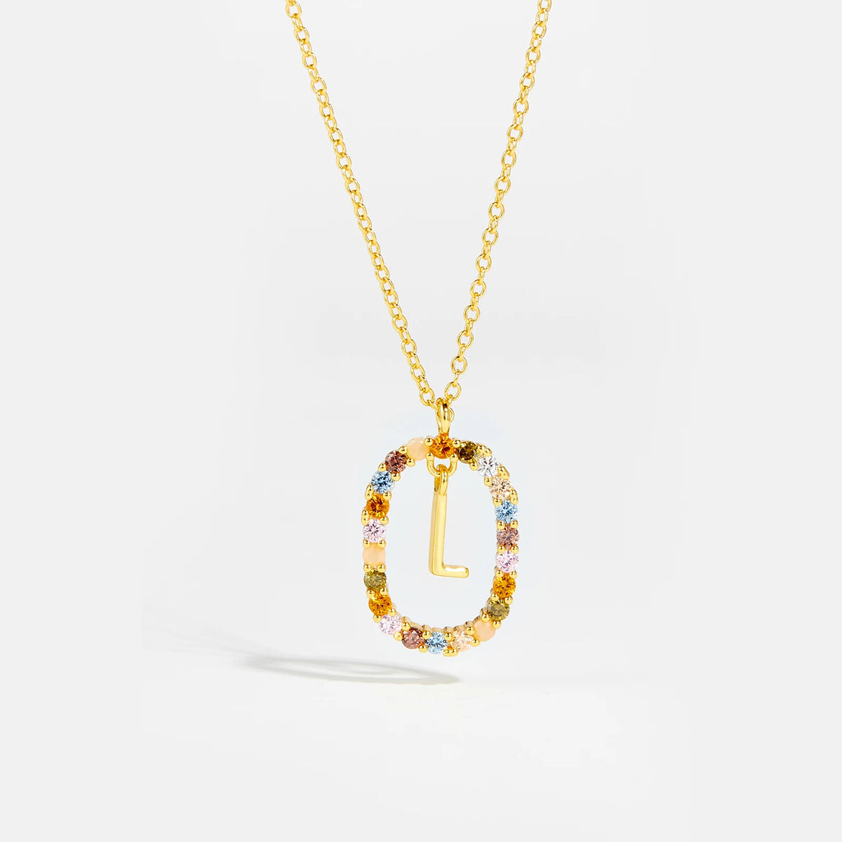 Nova - Ketting 18K Goldplated Zilver met Zirkonia en Letter