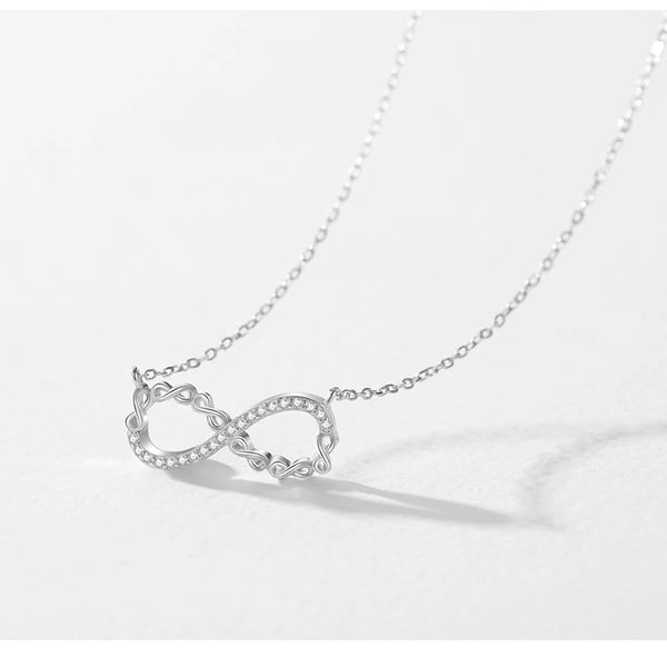 Sterling Silber Halskette mit Unendlichkeitssymbol und Zirkonia